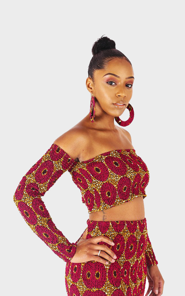 Adai Pink Bardot Crop Top - House of Amara