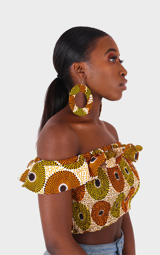 Adai White Frill Bardot Top - House of Amara