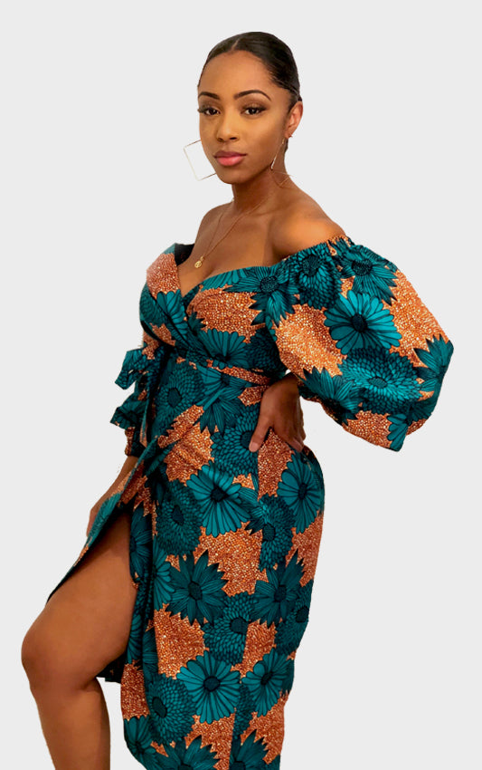 Ife Wrap Midi Dress - House of Amara