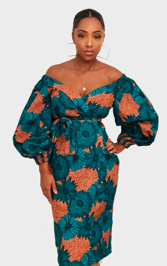 Ife Wrap Midi Dress - House of Amara