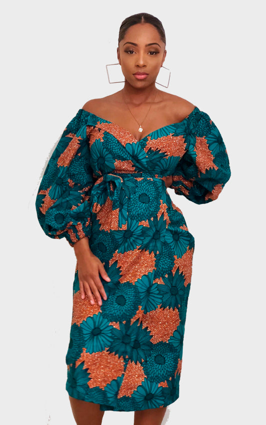 Ife Wrap Midi Dress - House of Amara